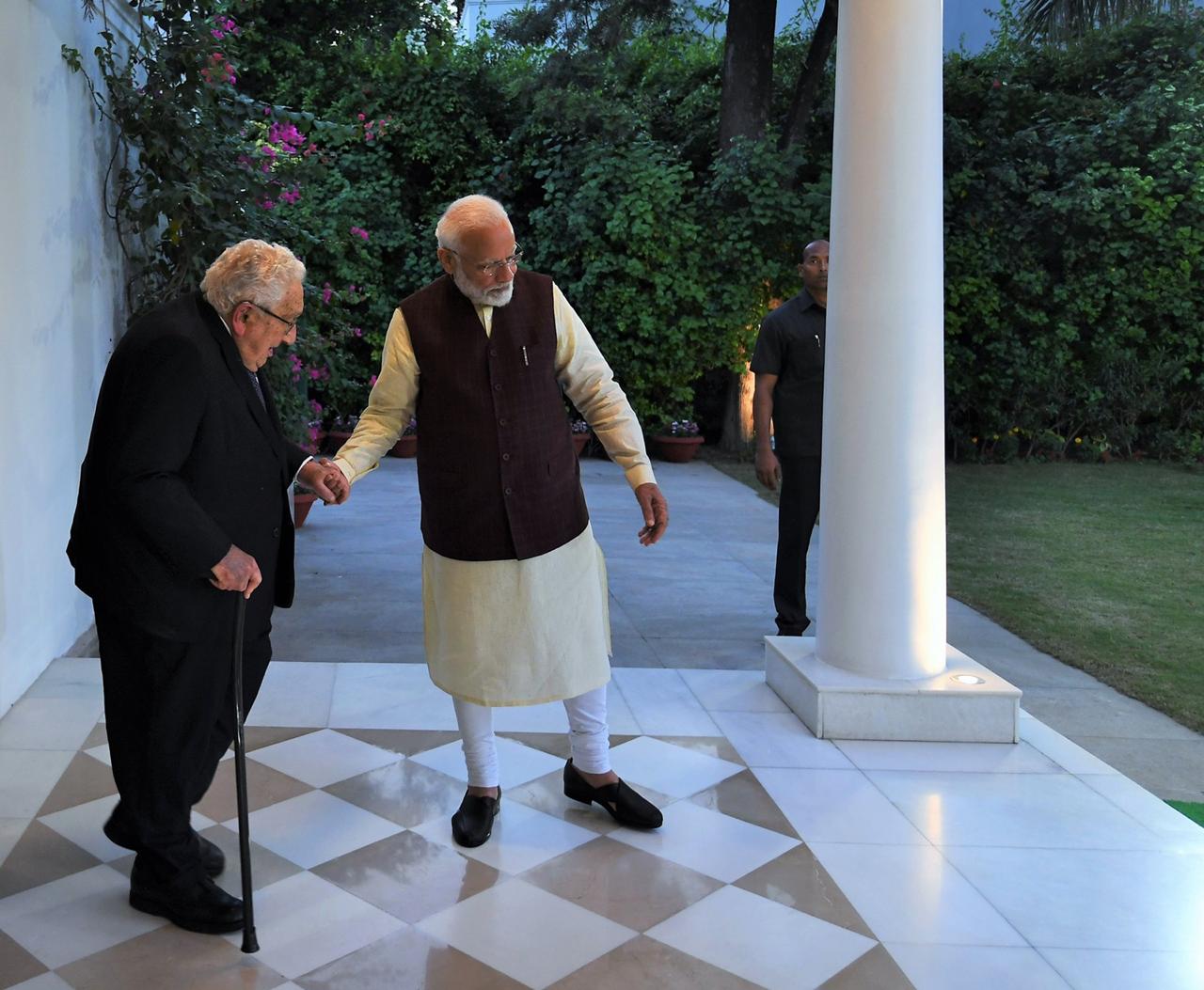 Kissinger in India with PM Modi in 2019.